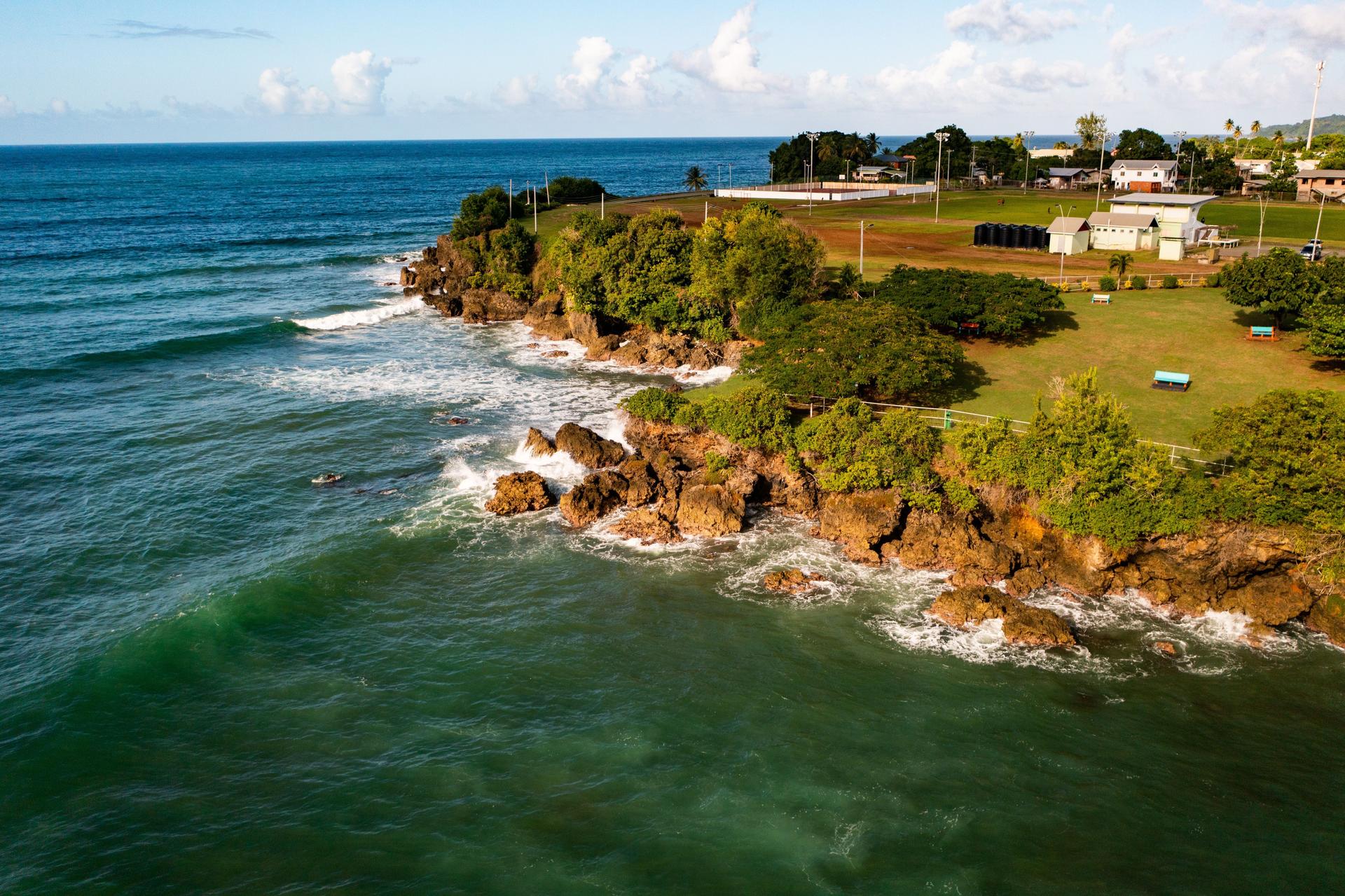 Ariel view of Tobago Fort James shore